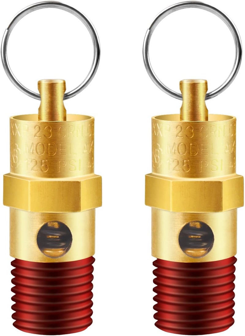 TOPGO 2 Pieces 1/4'' Male 125 PSI NPT Air Compressor Pressure Relief Valve Brass Safety Valve Air Compressor Check Valve - Image 1